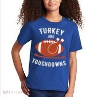 Turkey And Touchdowns Funny Thanksgiving Kids T-Shirt thumb 2