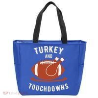 Turkey And Touchdowns Funny Thanksgiving Tote Bag thumb 0