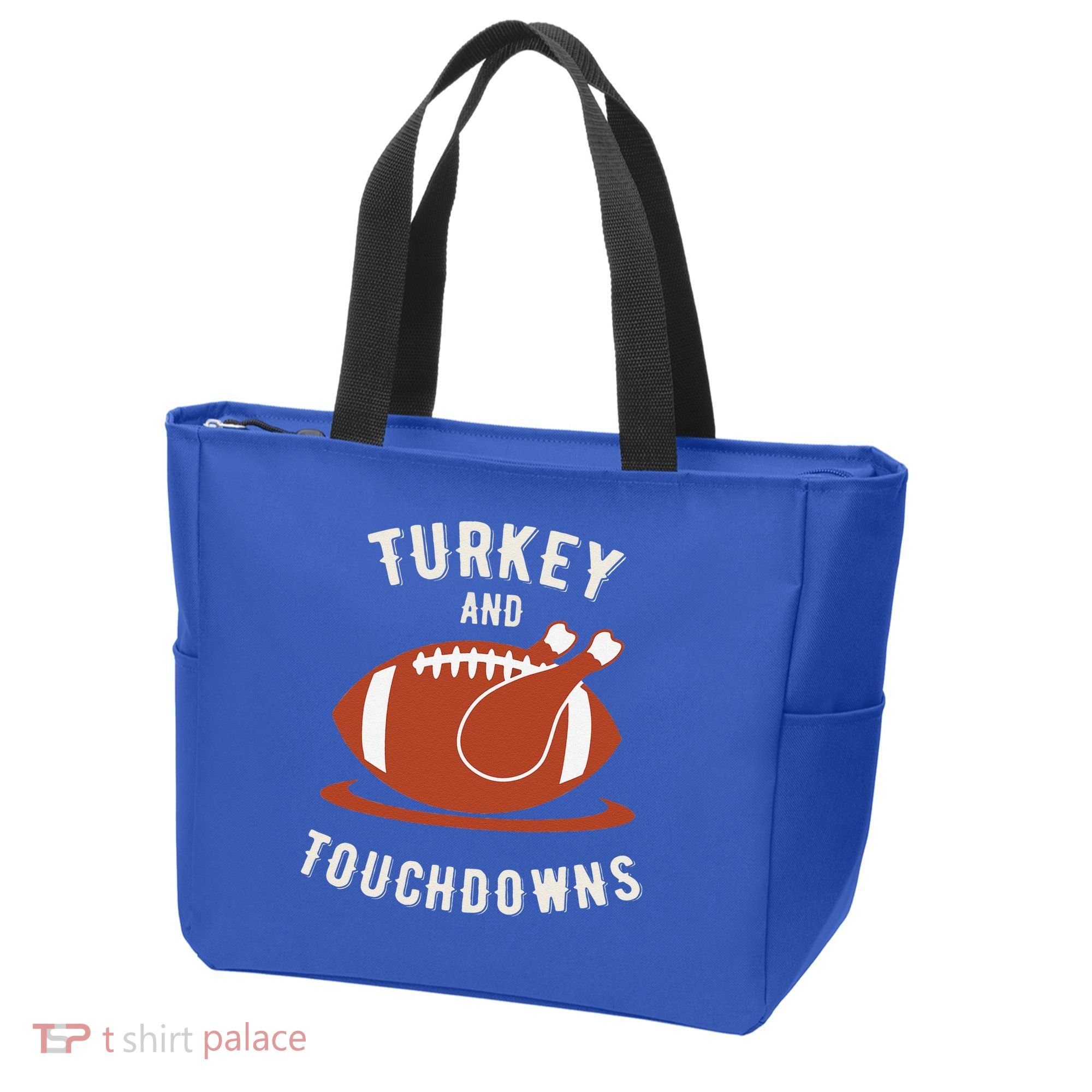 Turkey And Touchdowns Funny Thanksgiving Tote Bag