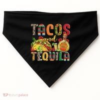 Tacos And Tequila Funny Drinking Taco Mexican Food Lover USA-Made Doggie Bandana thumb 0
