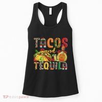 Tacos And Tequila Funny Drinking Taco Mexican Food Lover Women's Tank Top thumb 0