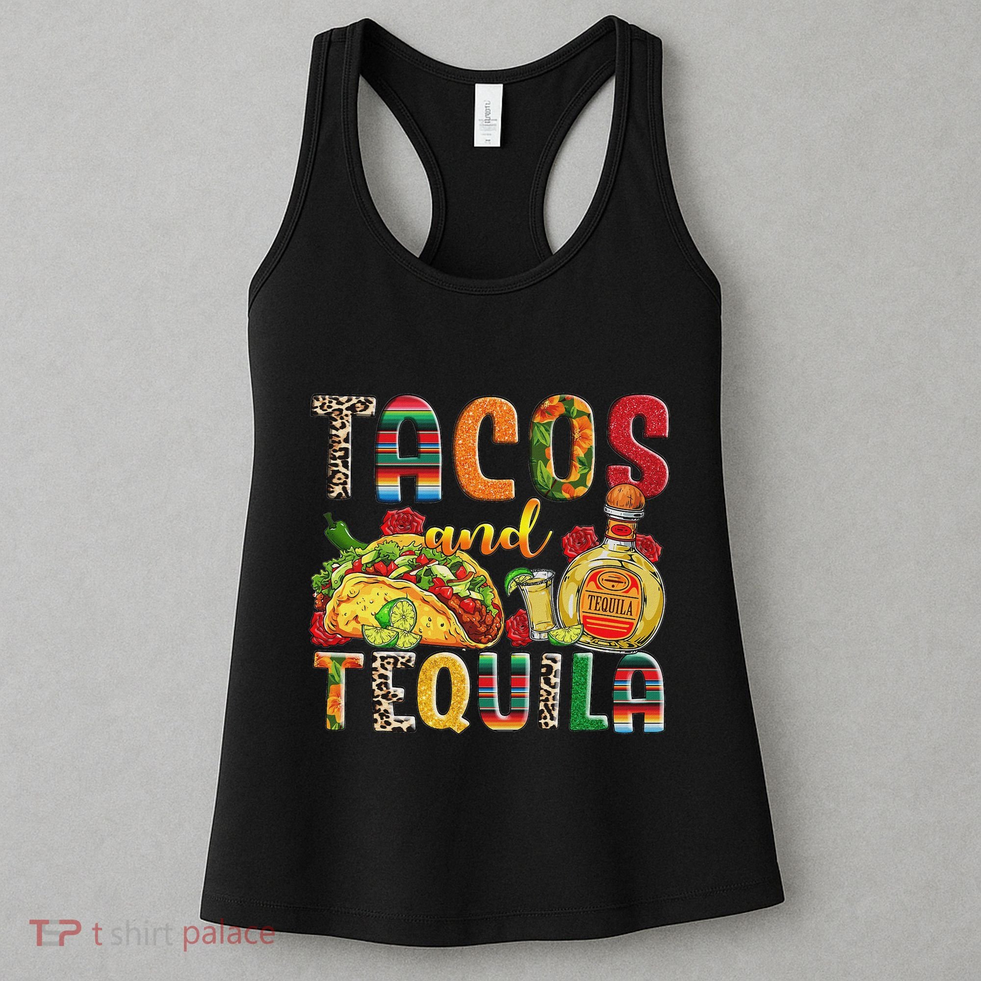 Tacos And Tequila Funny Drinking Taco Mexican Food Lover Women's Tank Top