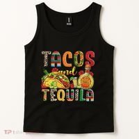 Tacos And Tequila Funny Drinking Taco Mexican Food Lover Tank Top thumb 2