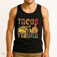 Tacos And Tequila Funny Drinking Taco Mexican Food Lover Tank Top thumb 3