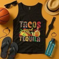 Tacos And Tequila Funny Drinking Taco Mexican Food Lover Tank Top thumb 4