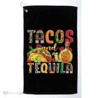 Tacos And Tequila Funny Drinking Taco Mexican Food Lover Golf Towel thumb 0