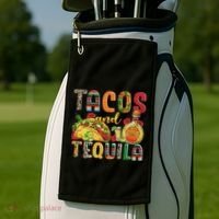 Tacos And Tequila Funny Drinking Taco Mexican Food Lover Golf Towel thumb 2