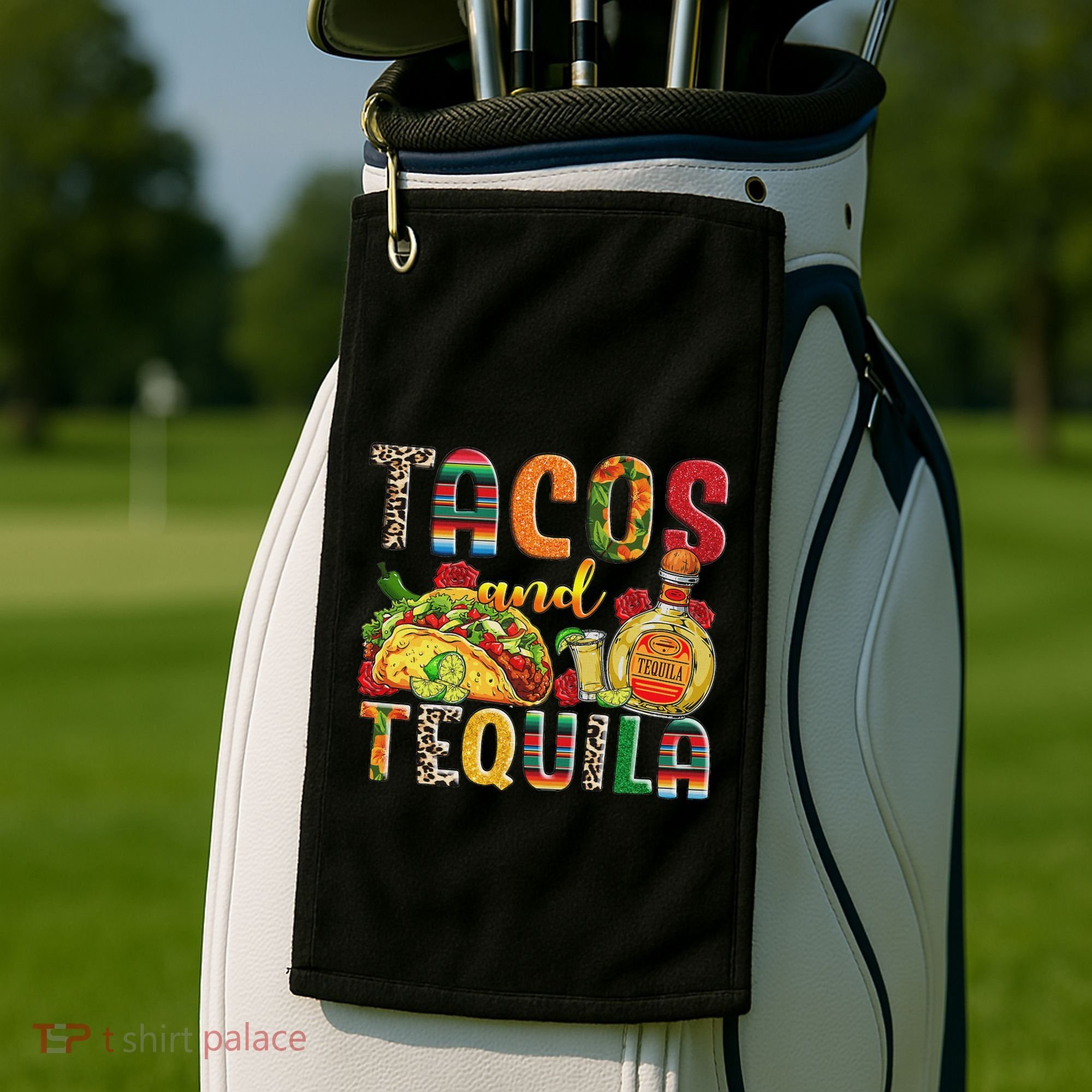 Tacos And Tequila Funny Drinking Taco Mexican Food Lover Golf Towel
