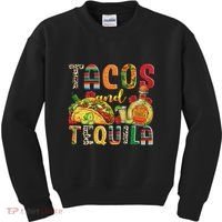 Tacos And Tequila Funny Drinking Taco Mexican Food Lover Kids Sweatshirt thumb 0