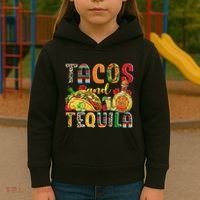 Tacos And Tequila Funny Drinking Taco Mexican Food Lover Kids Hoodie thumb 3
