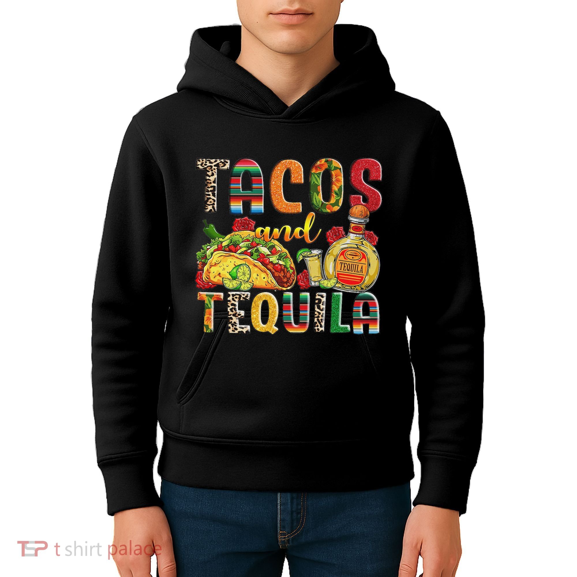 Tacos And Tequila Funny Drinking Taco Mexican Food Lover Kids Hoodie
