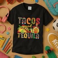 Tacos And Tequila Funny Drinking Taco Mexican Food Lover Kids T-Shirt thumb 3
