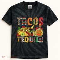 Tacos And Tequila Funny Drinking Taco Mexican Food Lover Kids Tie-Dye T-Shirt thumb 0