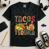 Tacos And Tequila Funny Drinking Taco Mexican Food Lover Kids Tie-Dye T-Shirt thumb 2