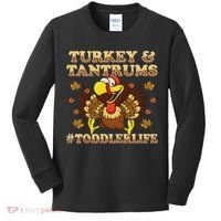 Turkey And Tantrums Life Funny Thanksgiving Kids Long Sleeve Shirt thumb 0