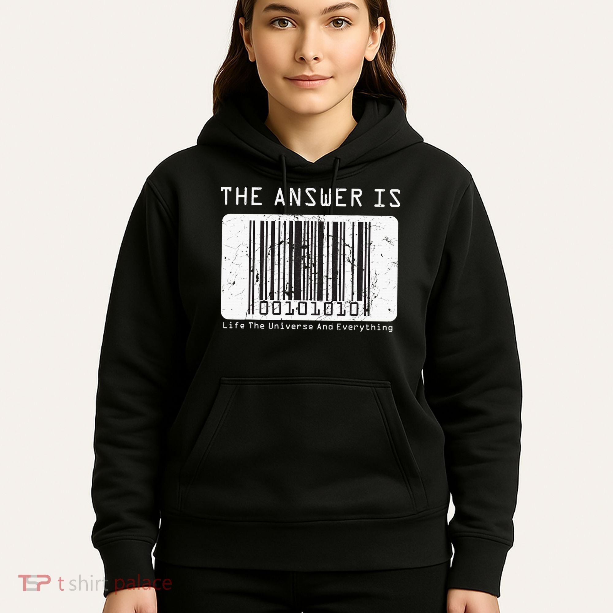 The Answer to Life The Universe and Everything in barcode Hoodie