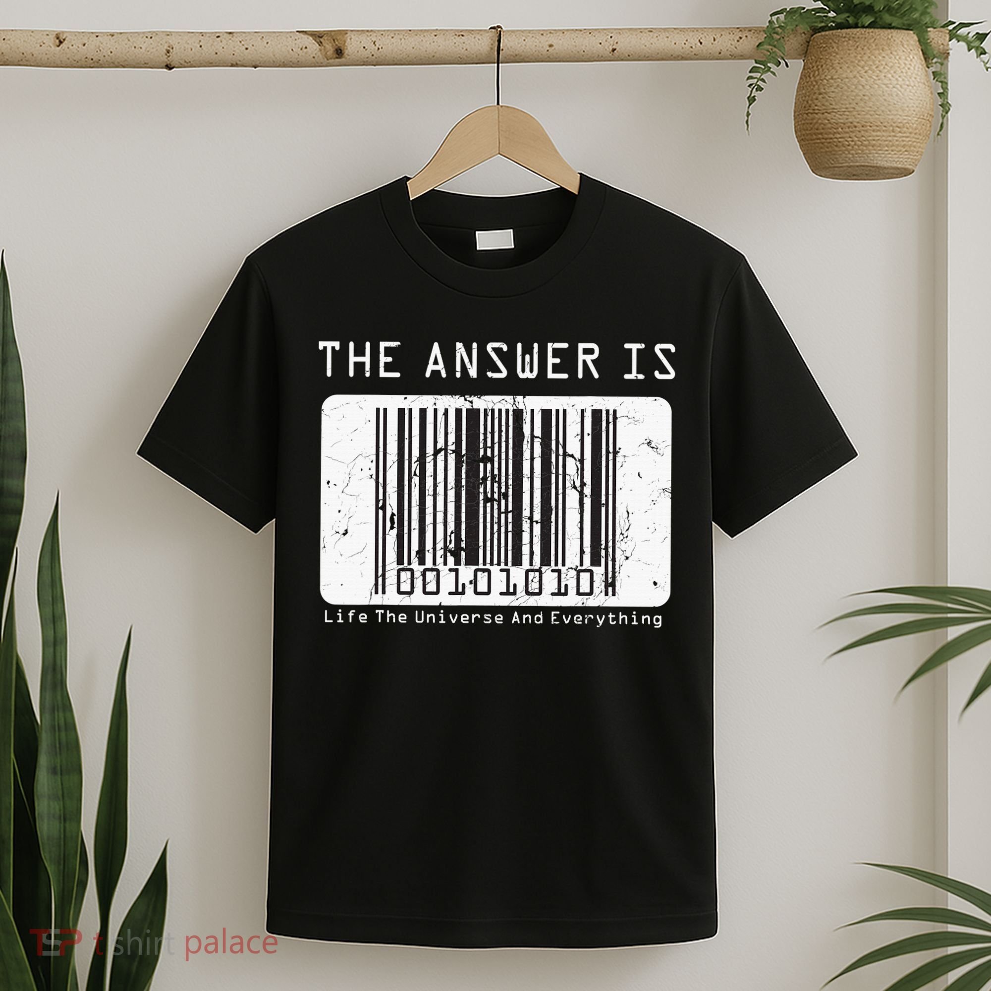 The Answer to Life The Universe and Everything in barcode T-Shirt