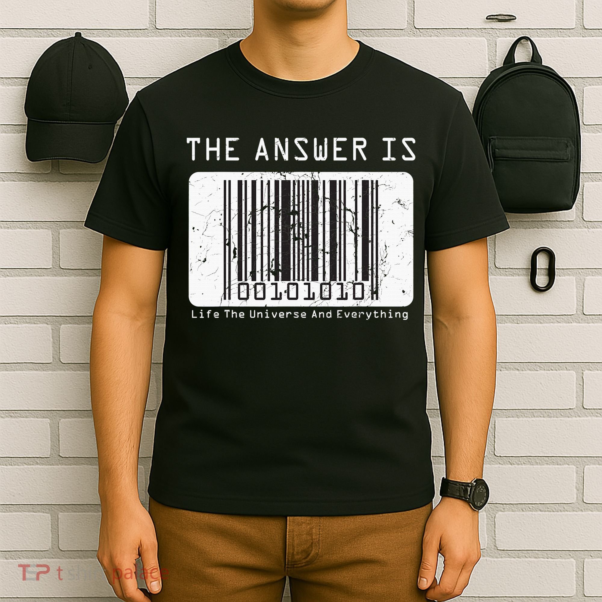 The Answer to Life The Universe and Everything in barcode T-Shirt