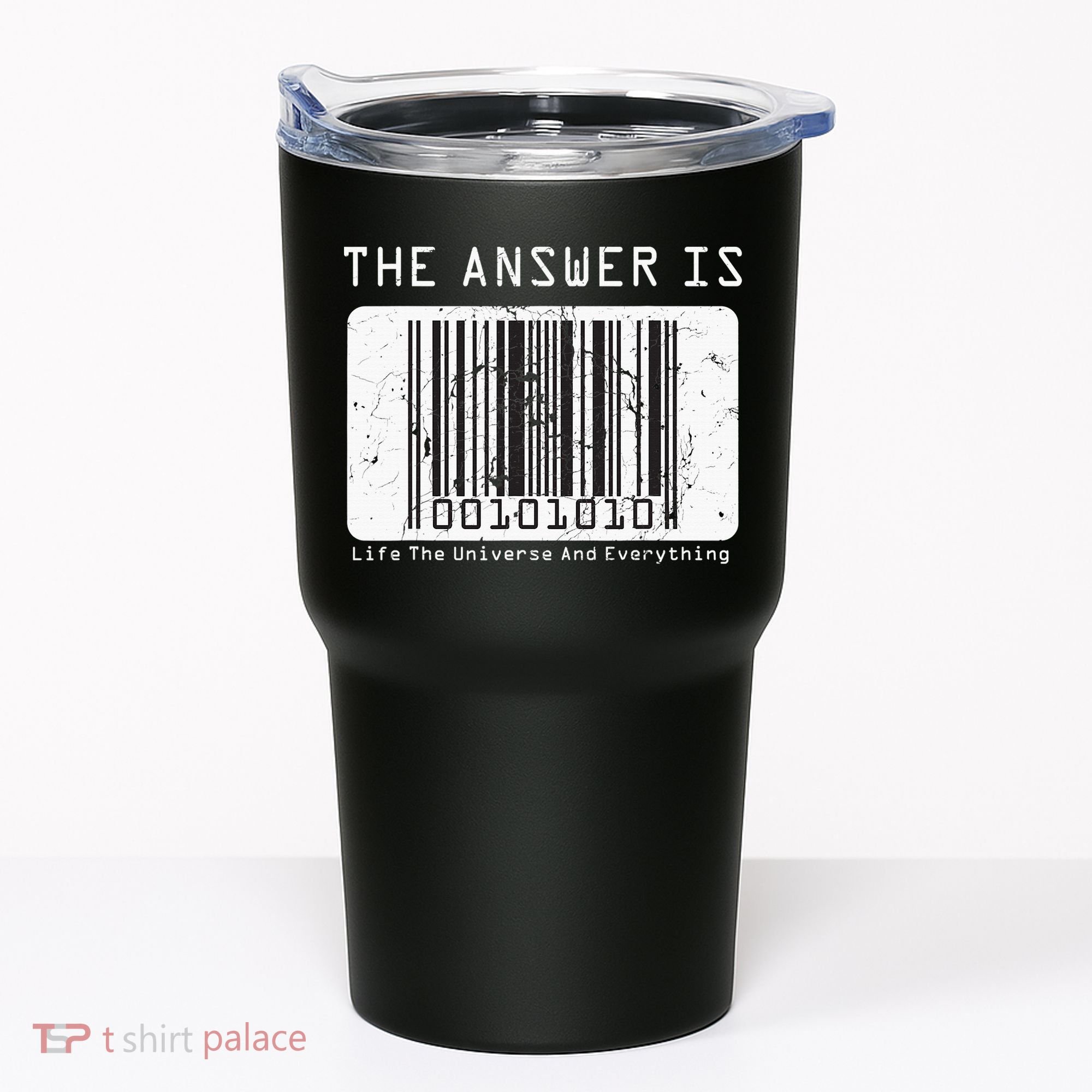 The Answer to Life The Universe and Everything in barcode Tumbler