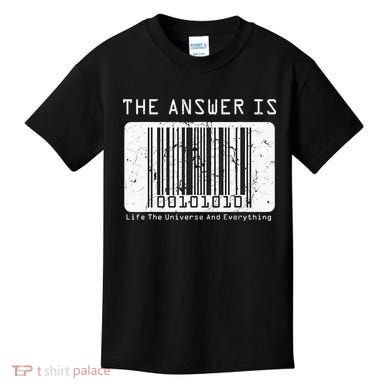 The Answer to Life The Universe and Everything in barcode Kids T-Shirt