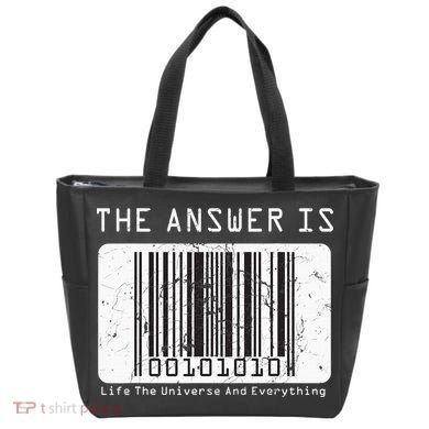 The Answer to Life The Universe and Everything in barcode Tote Bag