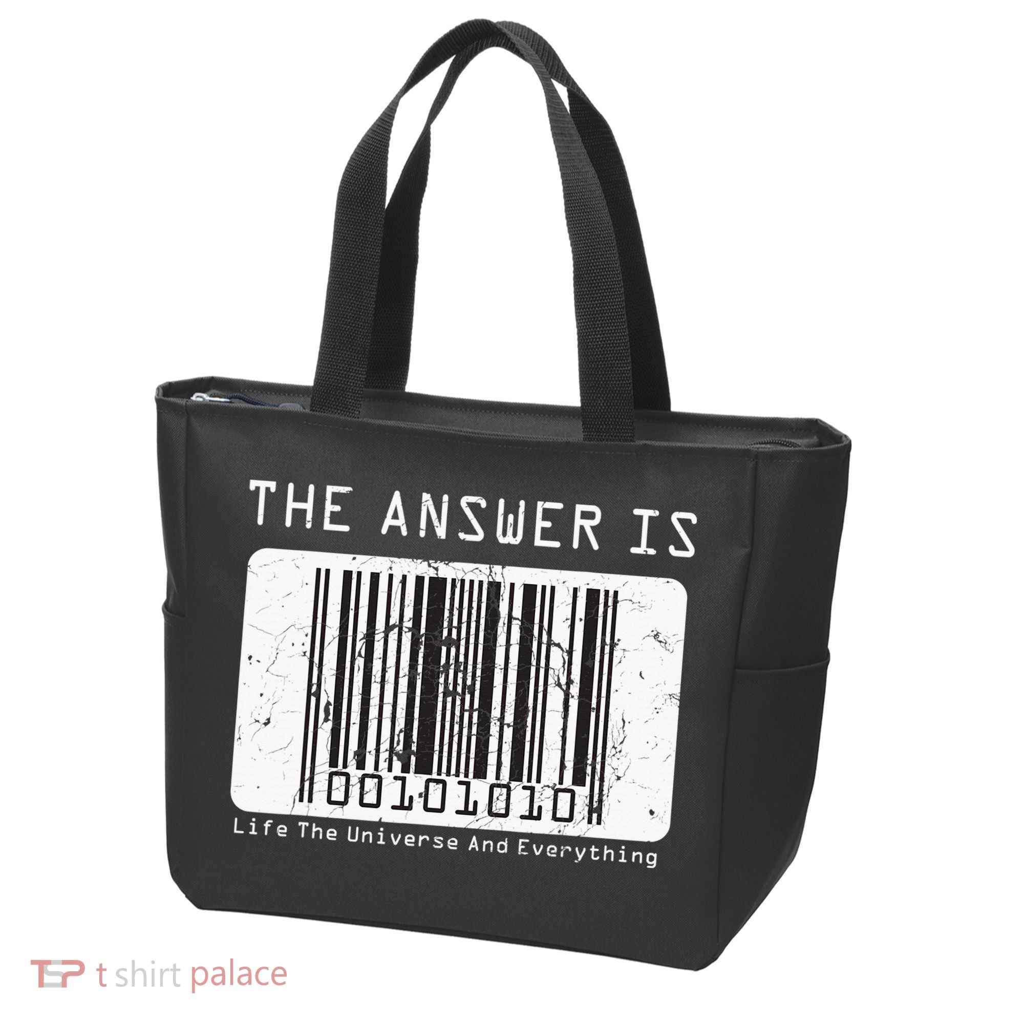 The Answer to Life The Universe and Everything in barcode Tote Bag