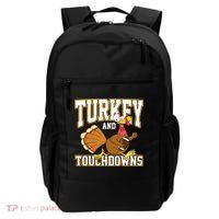 Turkey And Touchdowns Thanksgiving Football Backpack thumb 0