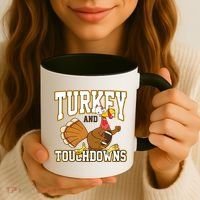 Turkey And Touchdowns Thanksgiving Football Coffee Mug thumb 3