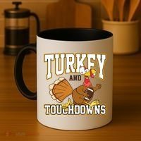 Turkey And Touchdowns Thanksgiving Football Coffee Mug thumb 4