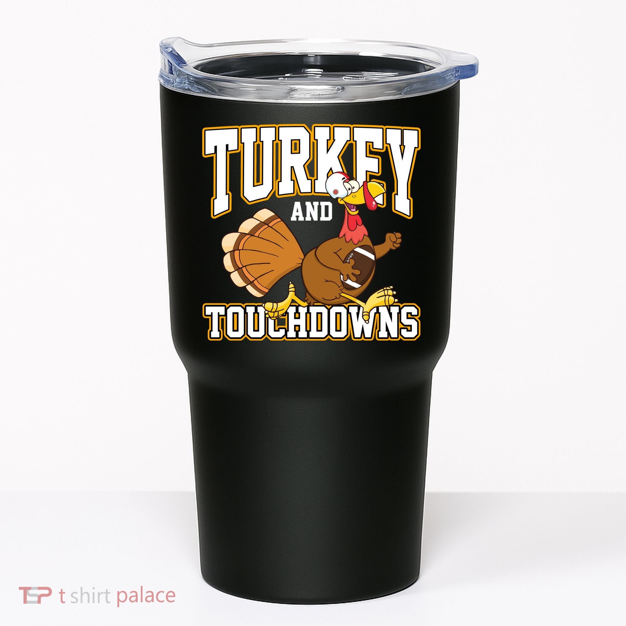 Turkey And Touchdowns Thanksgiving Football Tumbler
