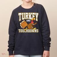 Turkey And Touchdowns Thanksgiving Football Women's Sweatshirt thumb 0
