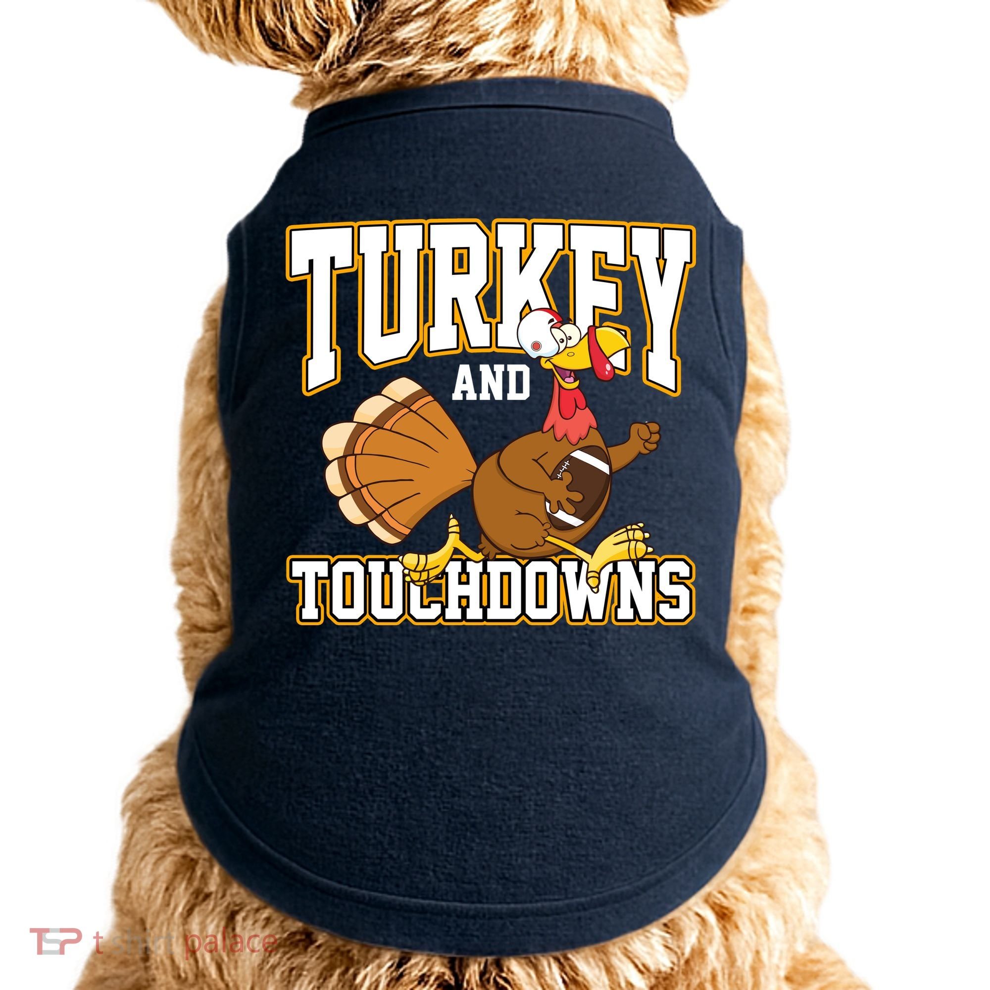 Turkey And Touchdowns Thanksgiving Football Doggie Tank