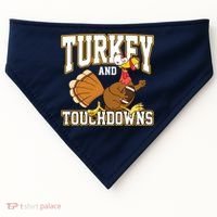 Turkey And Touchdowns Thanksgiving Football USA-Made Doggie Bandana thumb 0
