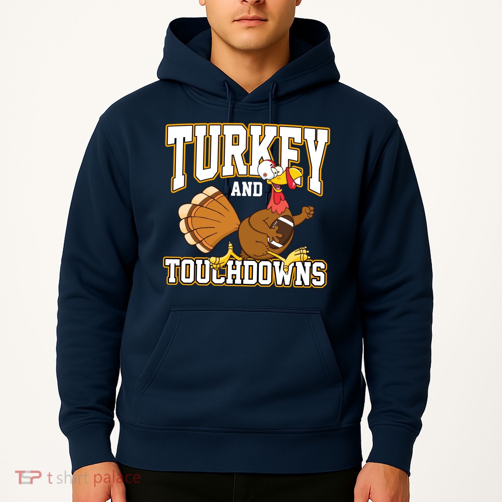 Turkey And Touchdowns Thanksgiving Football Hoodie