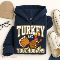 Turkey And Touchdowns Thanksgiving Football Hoodie thumb 4