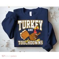 Turkey And Touchdowns Thanksgiving Football Sweatshirt thumb 2