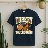 Turkey And Touchdowns Thanksgiving Football T-Shirt thumb 2
