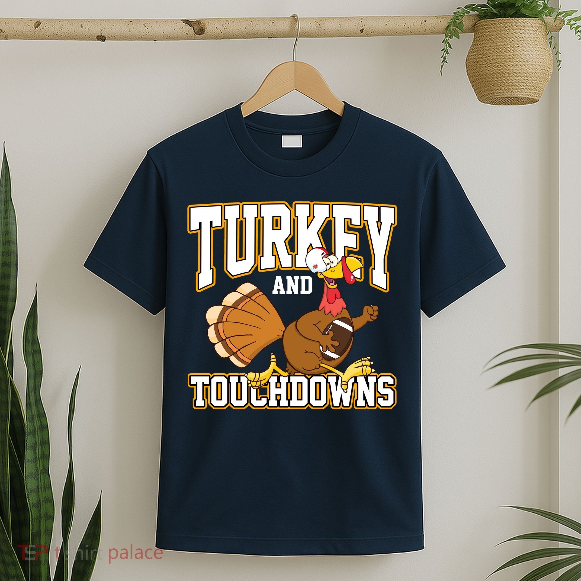 Turkey And Touchdowns Thanksgiving Football T-Shirt