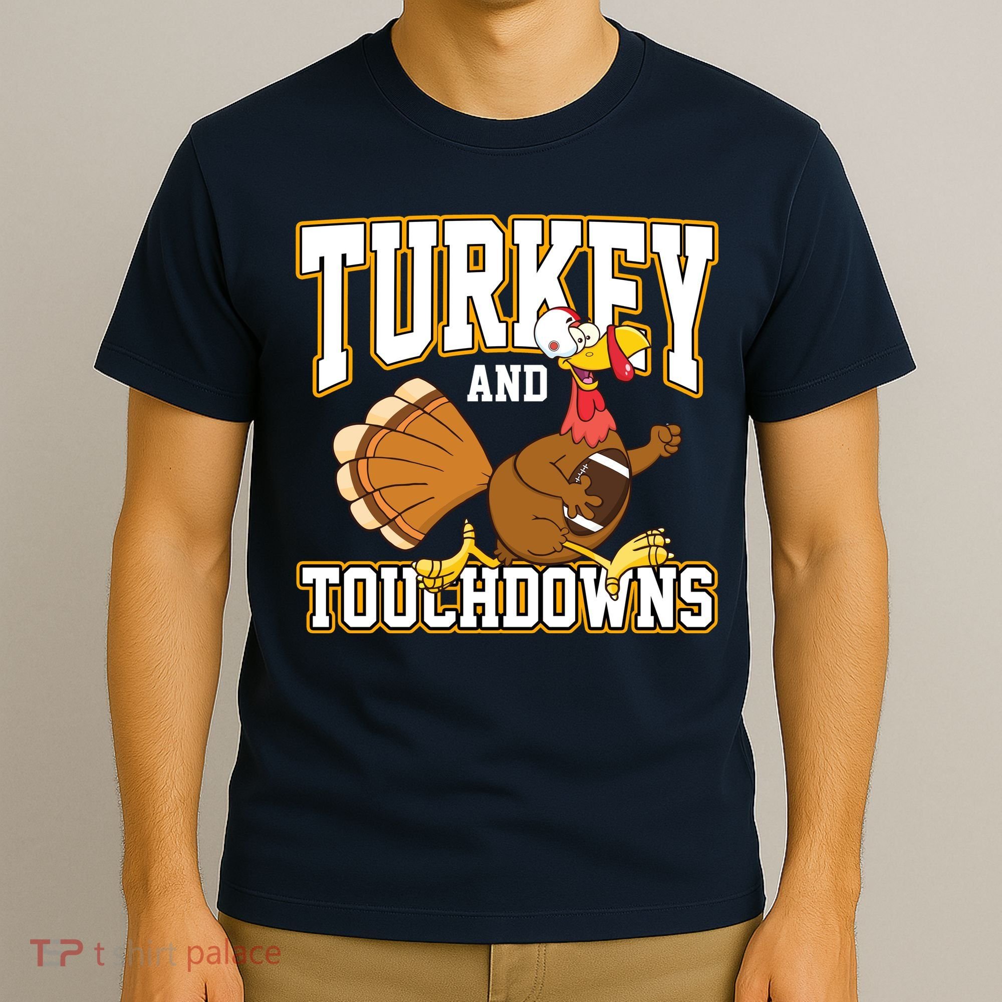 Turkey And Touchdowns Thanksgiving Football T-Shirt