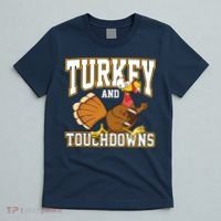 Turkey And Touchdowns Thanksgiving Football T-Shirt thumb 5