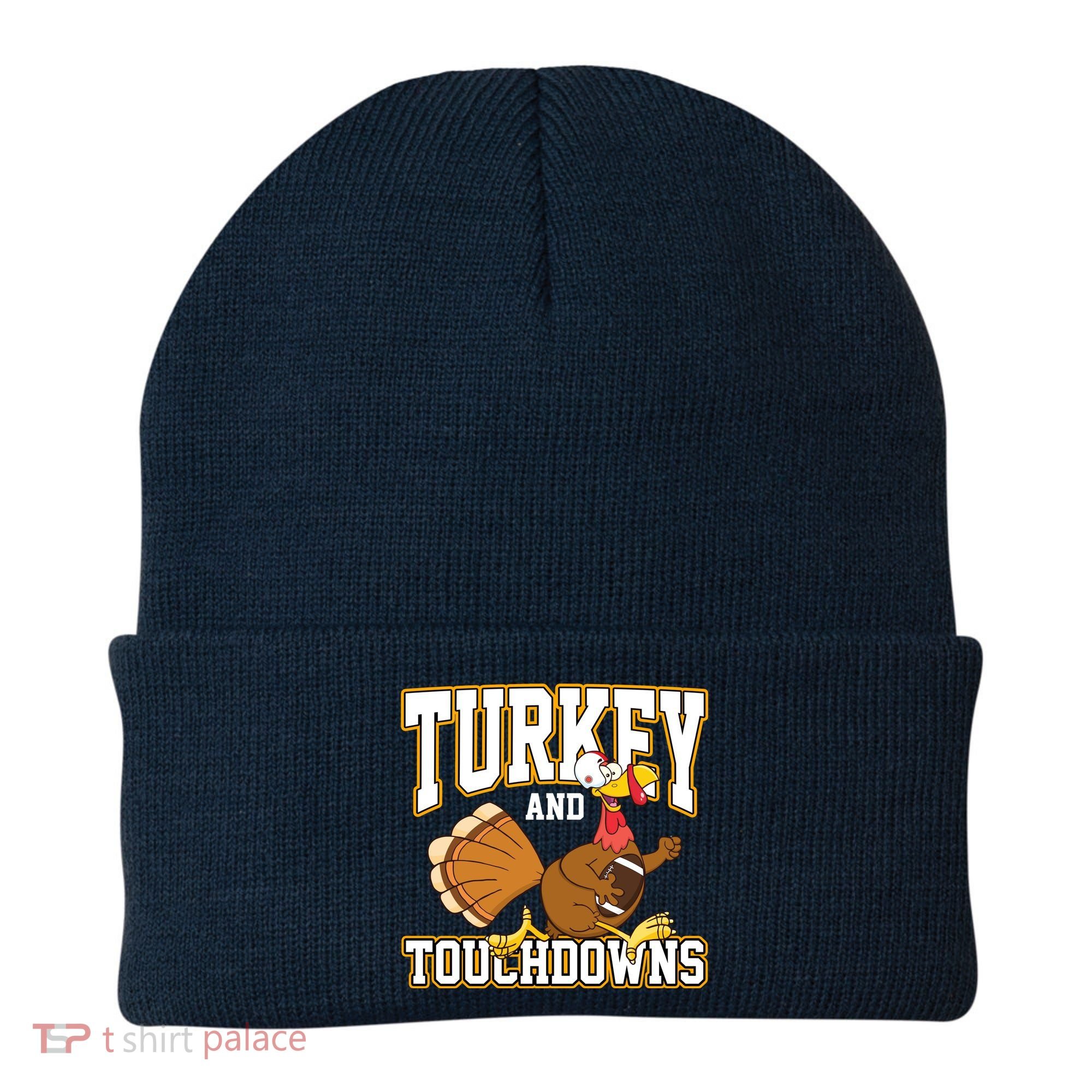 Turkey And Touchdowns Thanksgiving Football Beanie