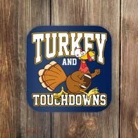 Turkey And Touchdowns Thanksgiving Football Coaster thumb 0