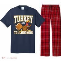 Turkey And Touchdowns Thanksgiving Football Pajama Set thumb 0