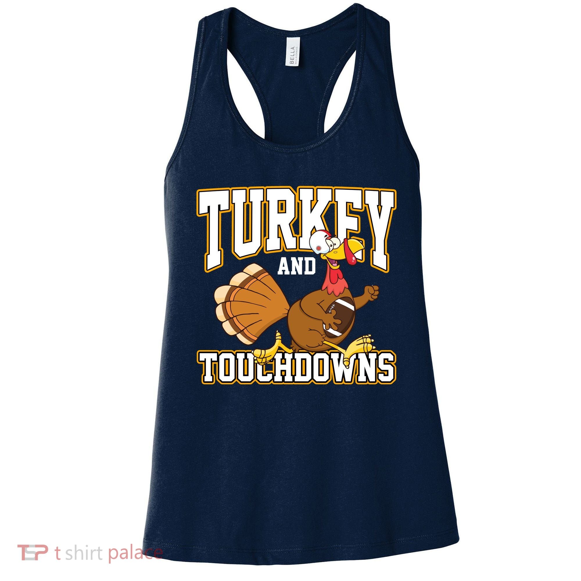 Turkey And Touchdowns Thanksgiving Football Women's Tank Top