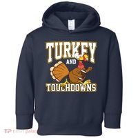 Turkey And Touchdowns Thanksgiving Football Toddler Hoodie thumb 0