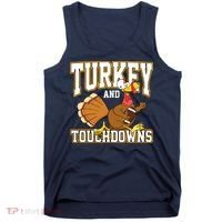 Turkey And Touchdowns Thanksgiving Football Tank Top thumb 0