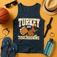 Turkey And Touchdowns Thanksgiving Football Tank Top thumb 4