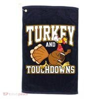 Turkey And Touchdowns Thanksgiving Football Golf Towel thumb 0