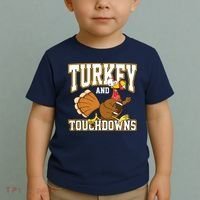 Turkey And Touchdowns Thanksgiving Football Toddler T-Shirt thumb 2