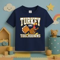 Turkey And Touchdowns Thanksgiving Football Toddler T-Shirt thumb 3